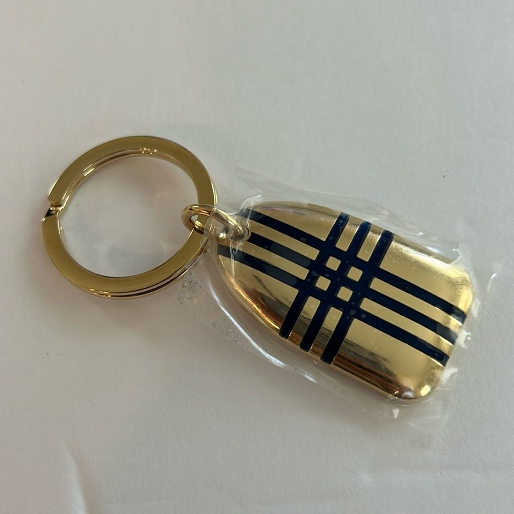 NWOT Burberry Rare Check Gold Nugget Bar Keychain-Vintage
